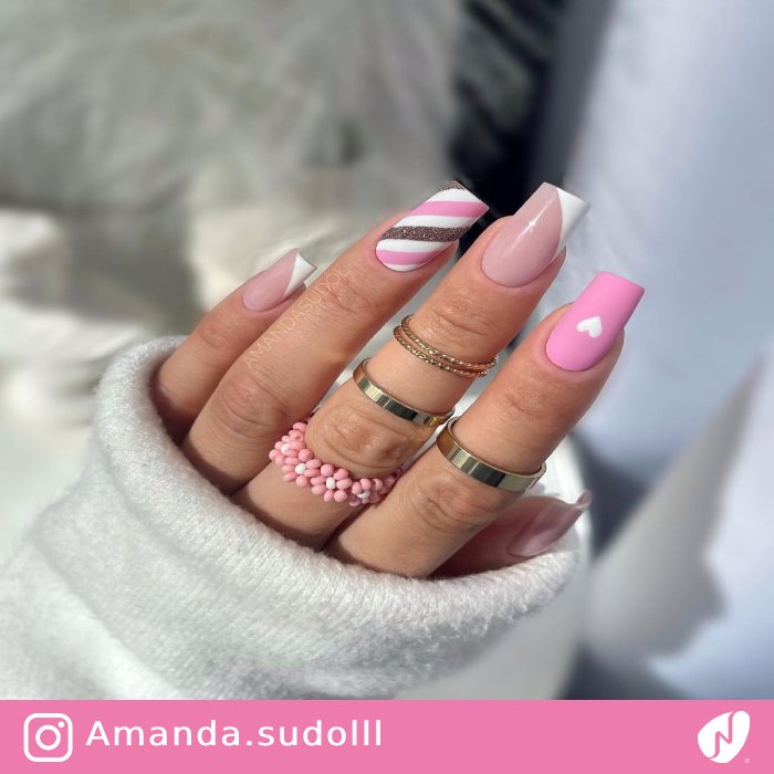 Pink Pastel Sugar Effect Nails